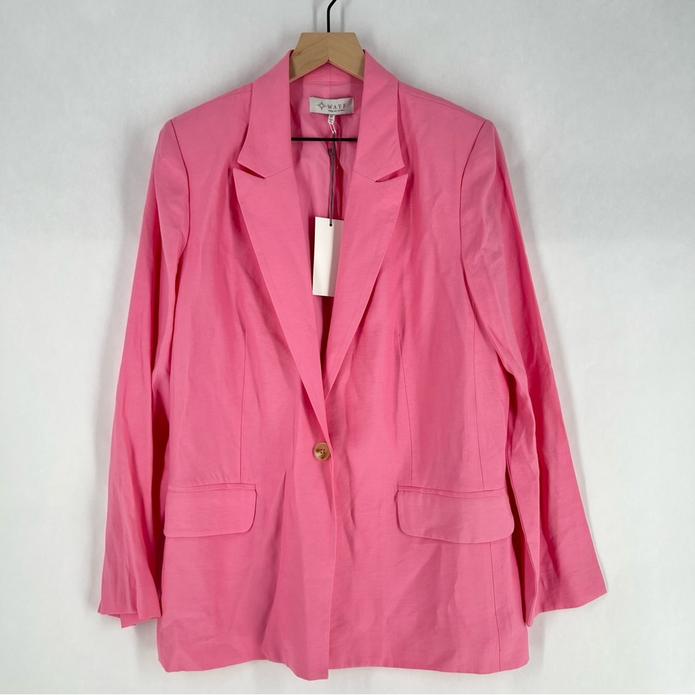 Wayf Stretch Bubblegum Pink 1 Button Blazer‎ Jacket Size M